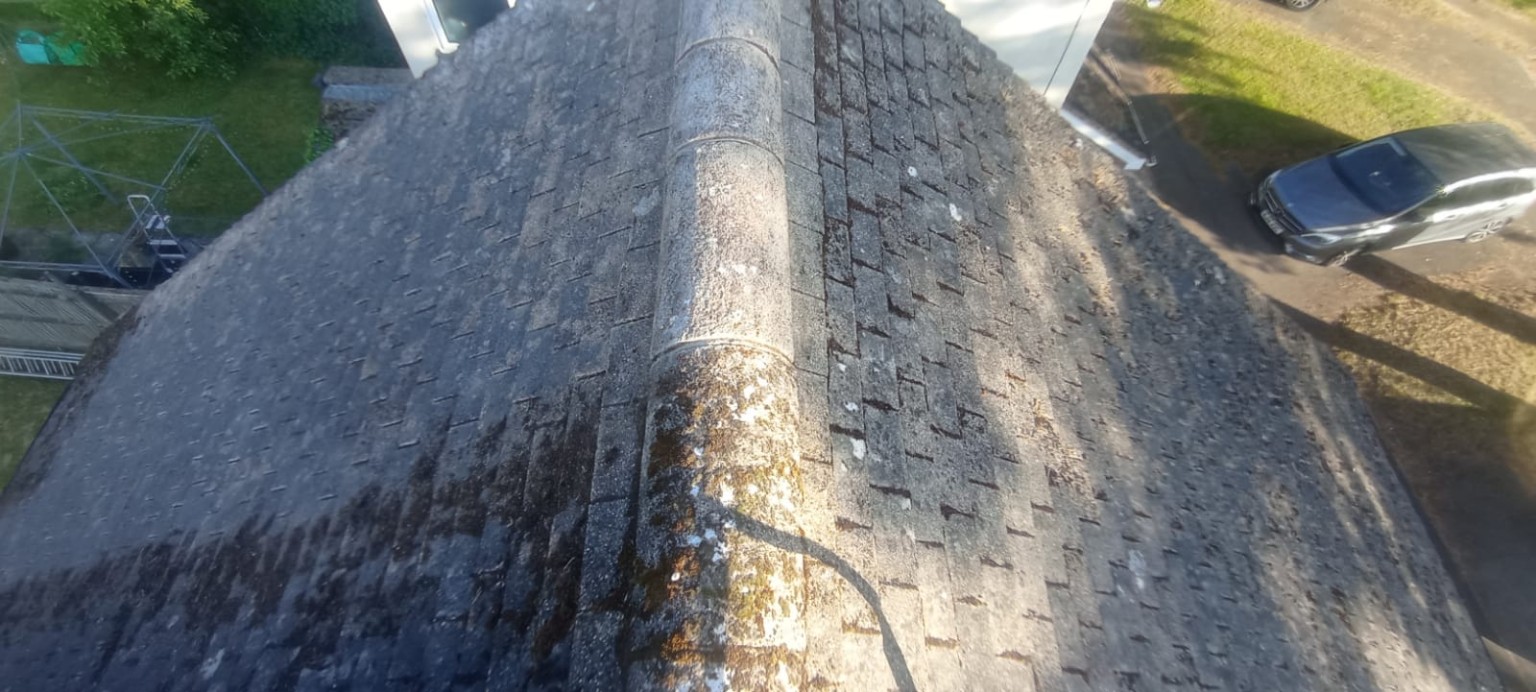 PrimeEdge technician performing manual moss removal — no pressure washing