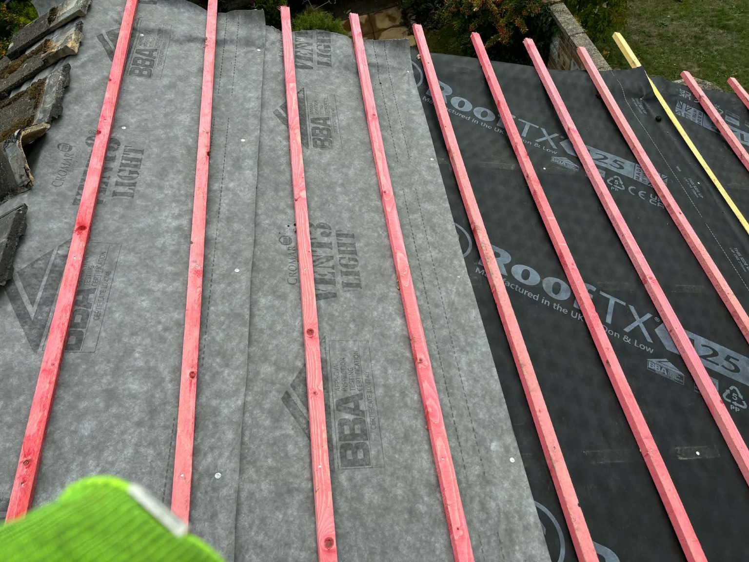 Roof repair in progress on a house in Hampshire