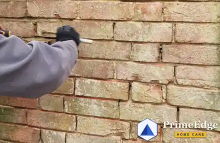 Repointing an old brick wall with fresh mortar in Mortimer, Berkshire